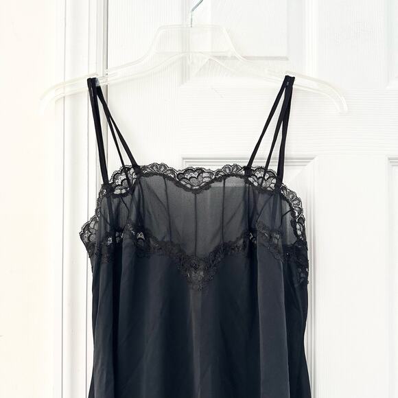 Lux Lux Designed by Hardy Amies England Designer Black Sheer Long Slip High Slit - Picture 4 of 14